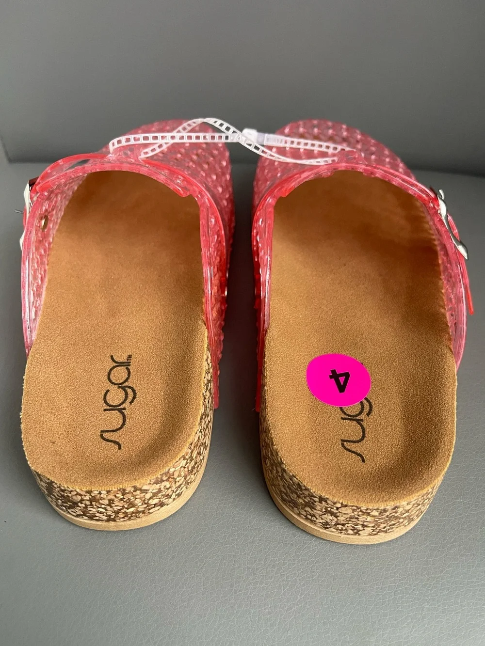 Sugar Pink Jelly Clogs Cork Footbed Slides Sandals Girls Size 5